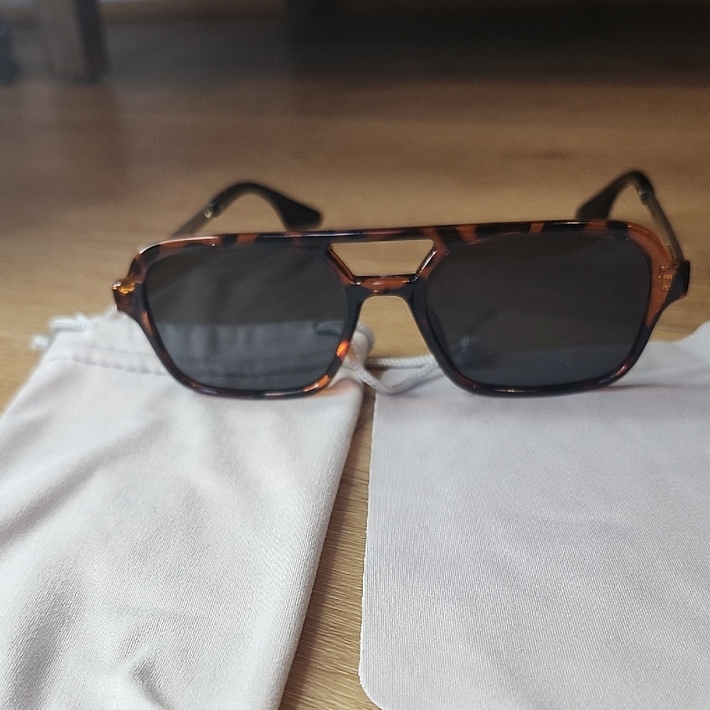 Tortoise Shell Sunglasses with Black Lenses